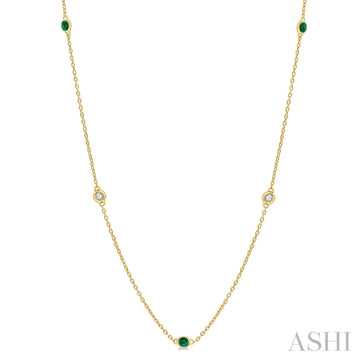 Diamond & Emerald Station Necklace